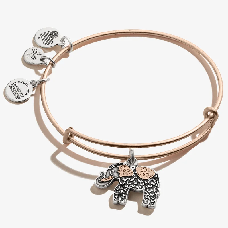 Elephant Charm Bangle, Two-Tone