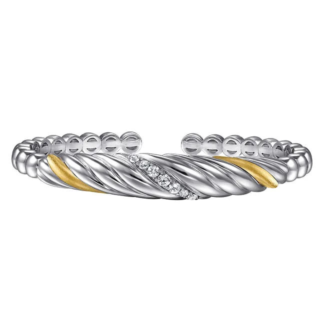 Gabriel & Co Silver and Yellow Gold Bangle