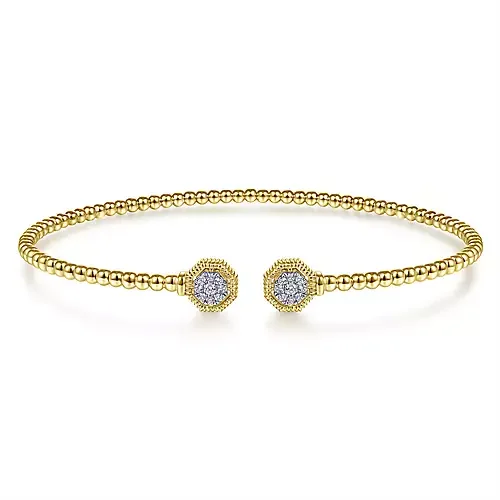 Gabriel & Co. Yellow Bujukan Cuff Bracelet with Diamond  Hexagon Caps