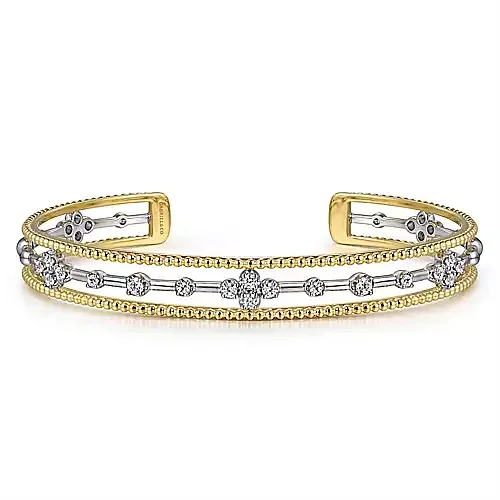 Gabriel & Co Yellow-White Diamond Bujukan Bangle