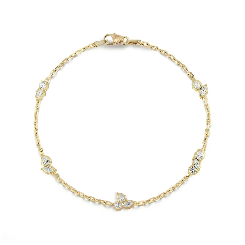 18K Gold & Diamond "Posey Station" Chain Bracelet