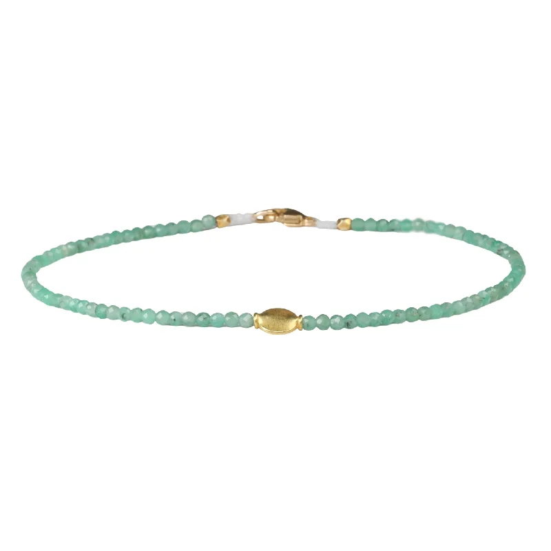 Faceted Emerald Beaded Bracelet with 18K Gold Disc Bead