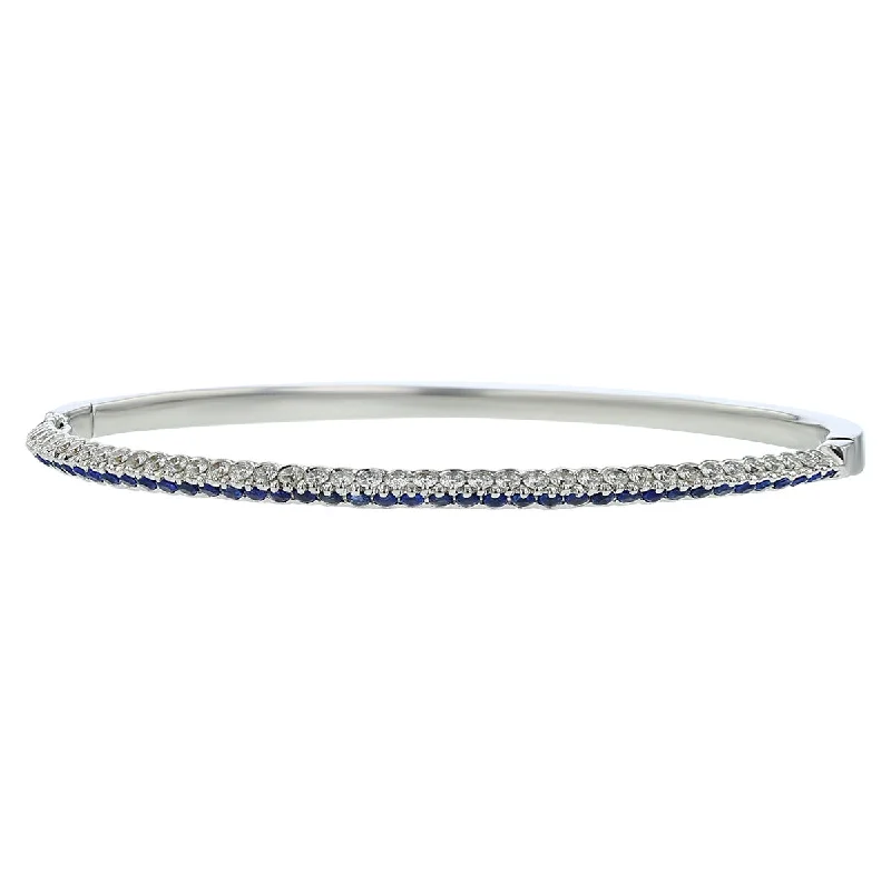 Miiori 18K White Gold Sapphire and Diamond Bangle