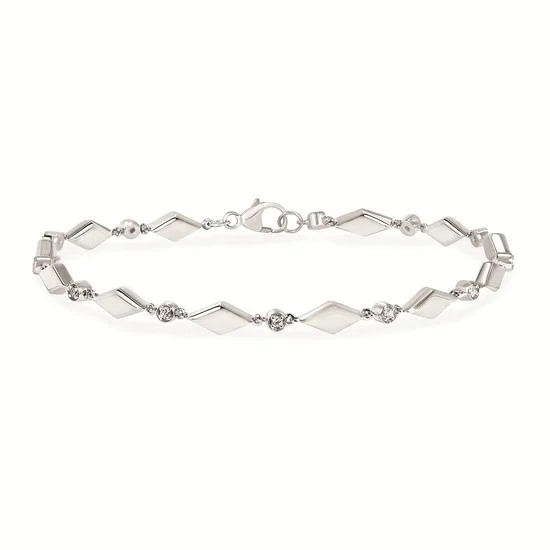 Silver Station Bracelet with Diamonds