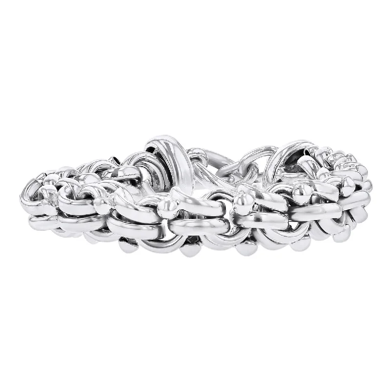 Sterling Silver 2-Inch Wide Link Toggle Bracelet