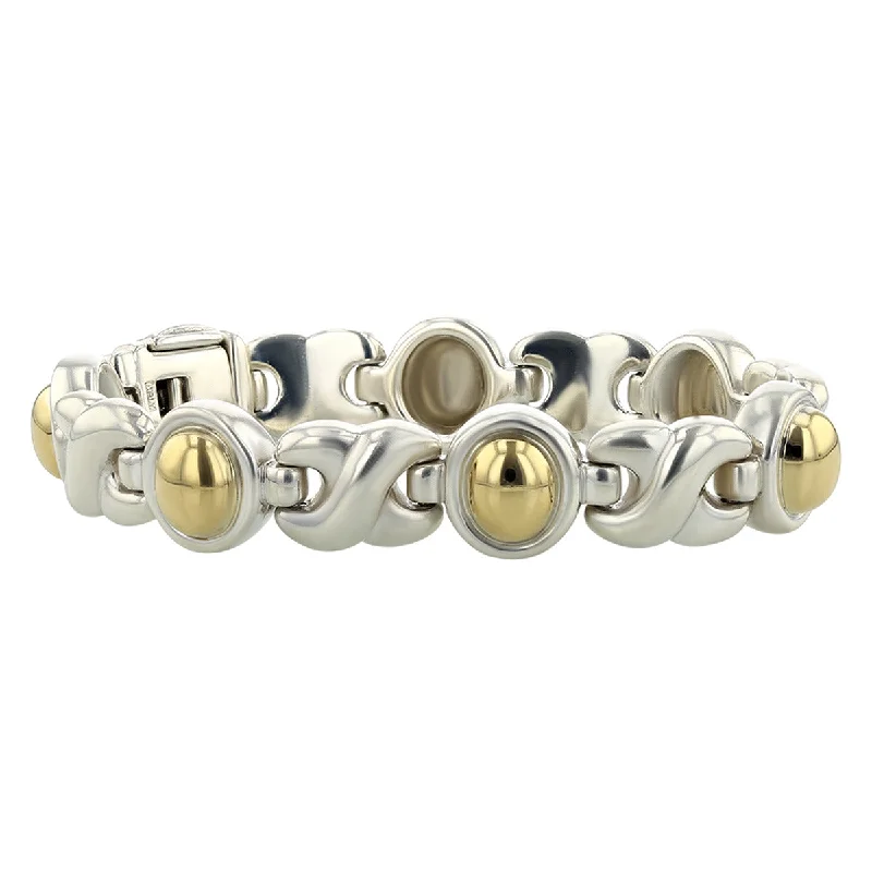 Sterling Silver and 14K Gold X Link Bracelet