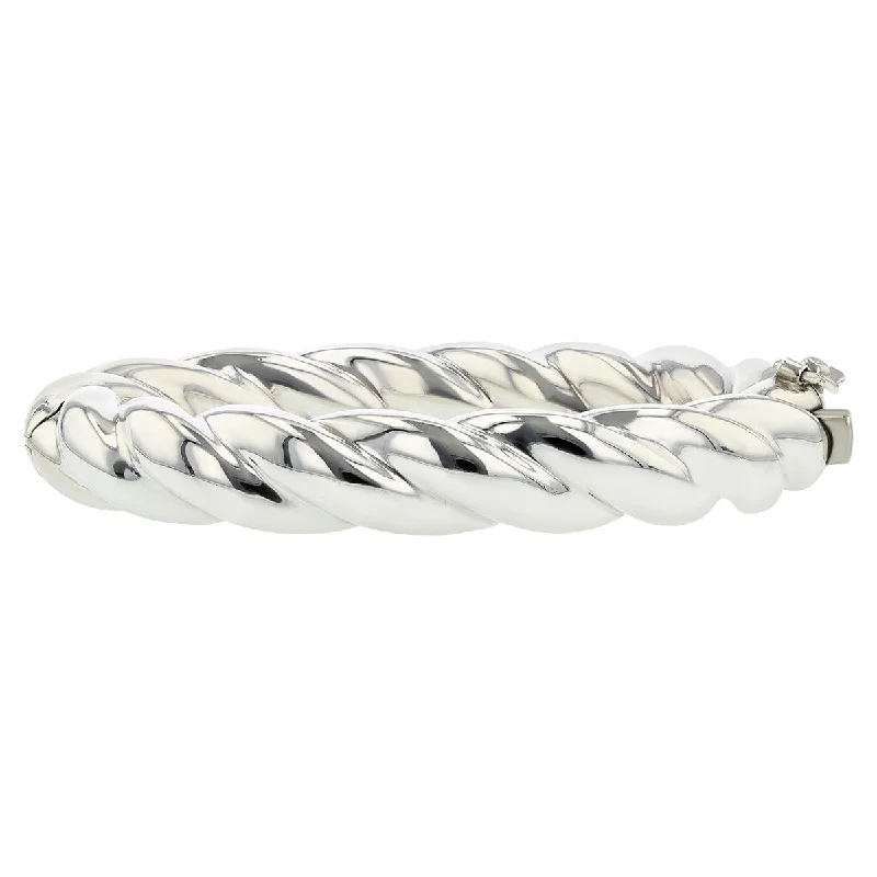 Sterling Silver Hinged Cable Bangle Bracelet