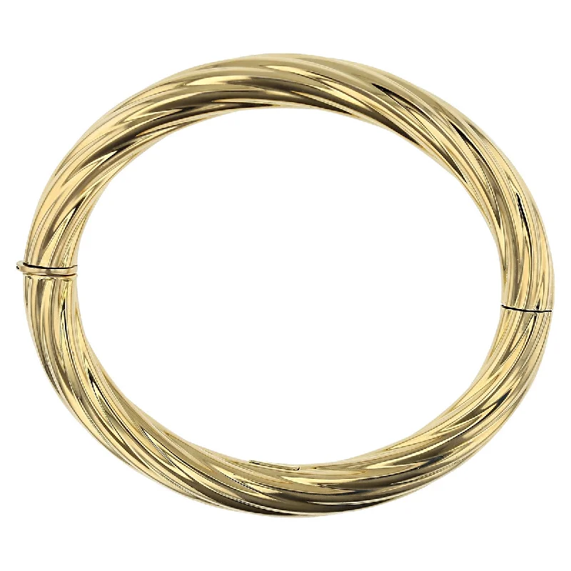 Twisted 14K Yellow Gold Hinged Bangle Bracelet