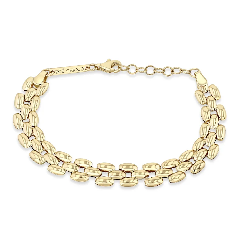 14K Gold Medium Panther Chain Bracelet