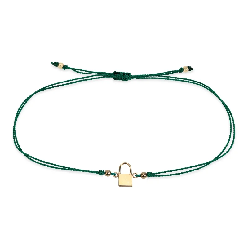 Midi Bitty 14K Gold Padlock Cord Bracelet