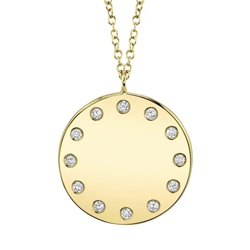 14KT GOLD .09 CTW DIAMOND DISC NECKLACE