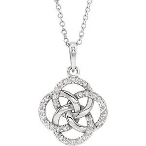 14KT GOLD 1/8 CTW DIAMOND FIVE-FOLD CELTIC NECKLACE