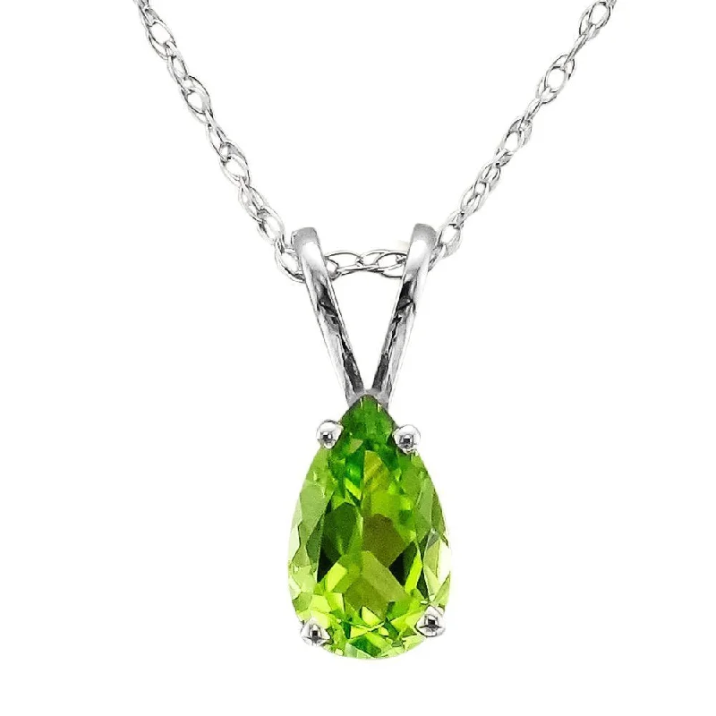 14KT GOLD PEAR SHAPE PERIDOT NECKLACE