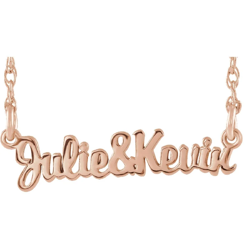 14KT GOLD SCRIPT COUPLES NAMEPLATE NECKLACE