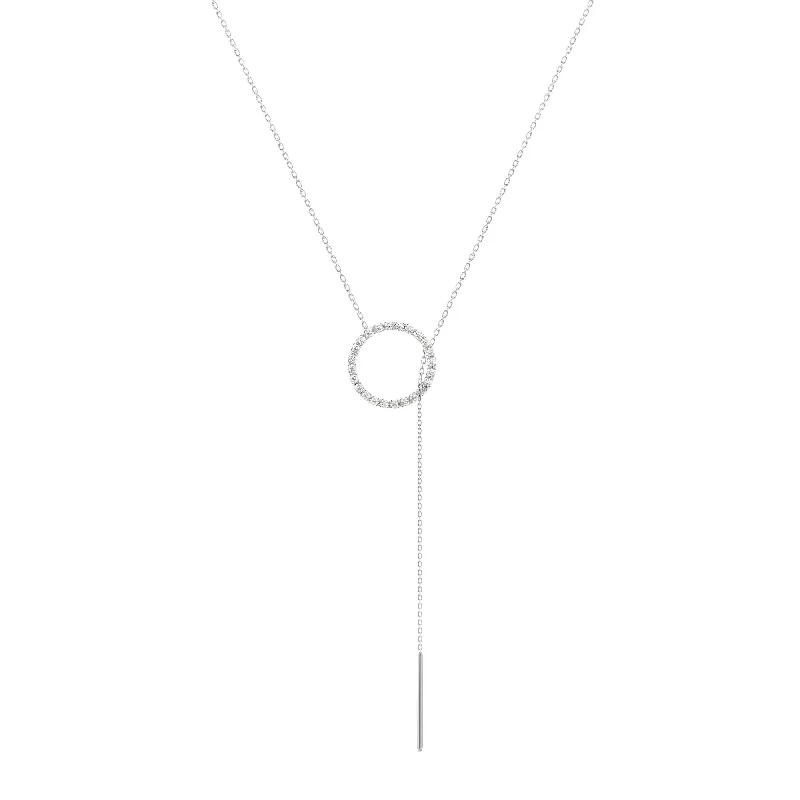 Diamonds Lariat 18K Whitegold Necklace w. Diamonds