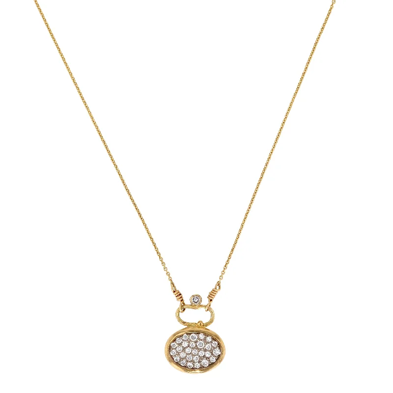 Pavé 18K & 22K Gold & Whitegold Necklace w. 28 Diamonds