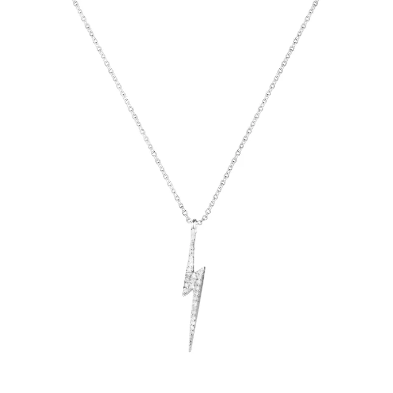 Bolt Silver Necklace 58cm w. Diamond