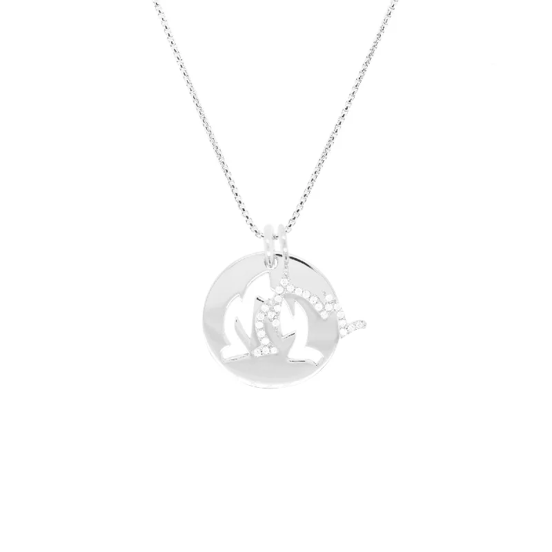 Double Charm Fire Silver Necklace w. Zirconia