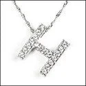 Cubic Zirconia Cz .36 TCW Pave Set Letter H Initial Pendant