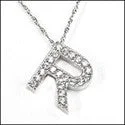 Cubic Zirconia Cz Letter R Round Pave Initial Pendant