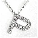 Cubic Zirconia Cz P Letter Pave Initial Pendant