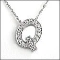 Cubic Zirconia Cz Q Letter Initial Pendant