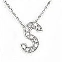 Cubic Zirconia Cz S Letter Initial Pendant