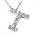 Cubic Zirconia Cz T Alphabet Letter Initial Pendant