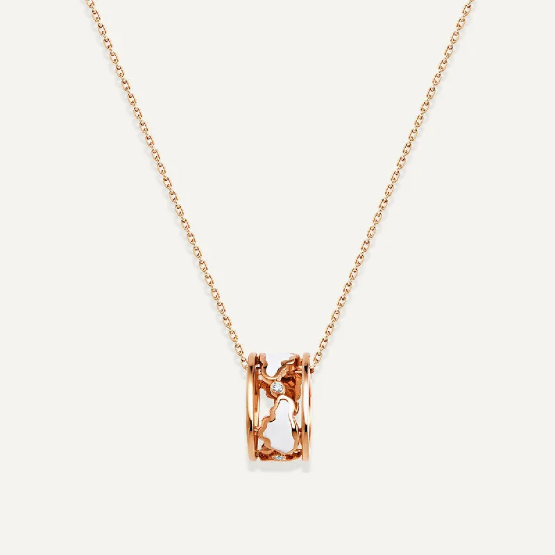 Allusia Love Enamel Band 18K Rosegold Necklace w. Diamonds