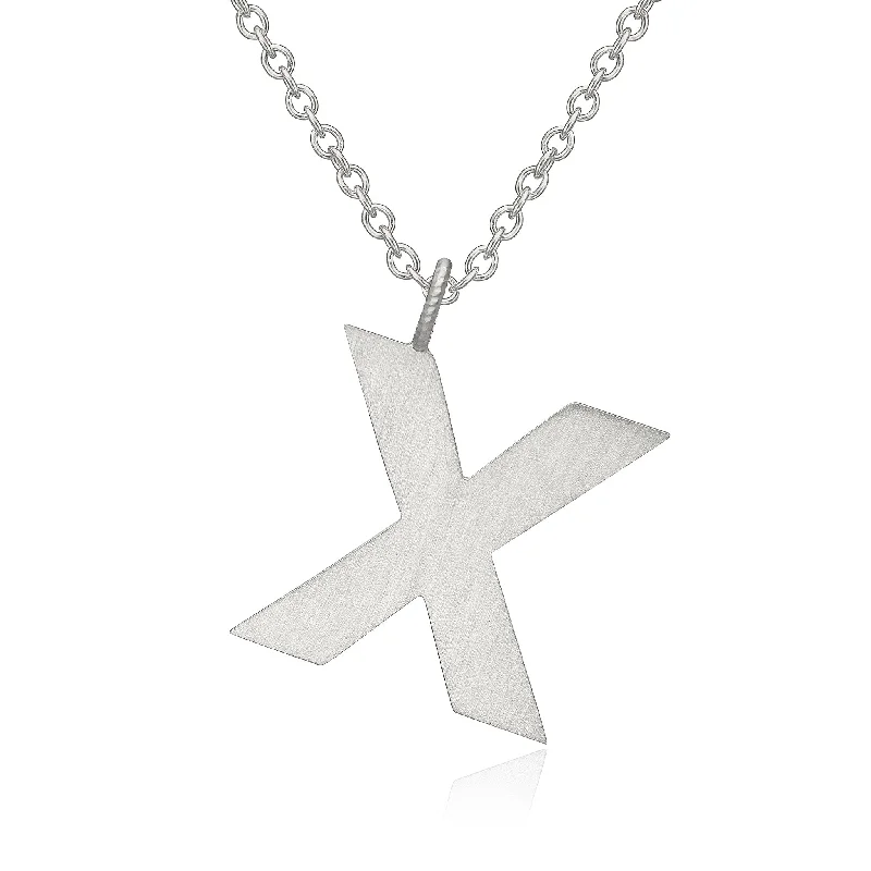 Letter X Silver Necklace