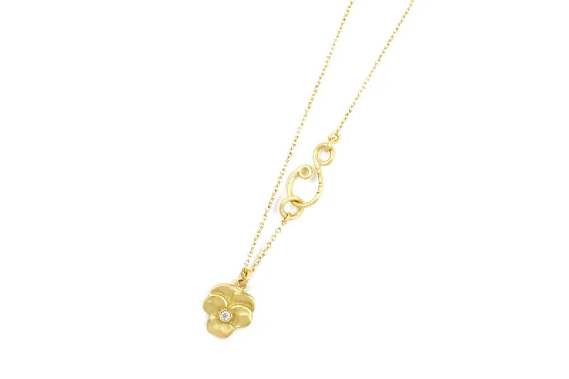 Pansy 18K Gold Necklace w. Diamond