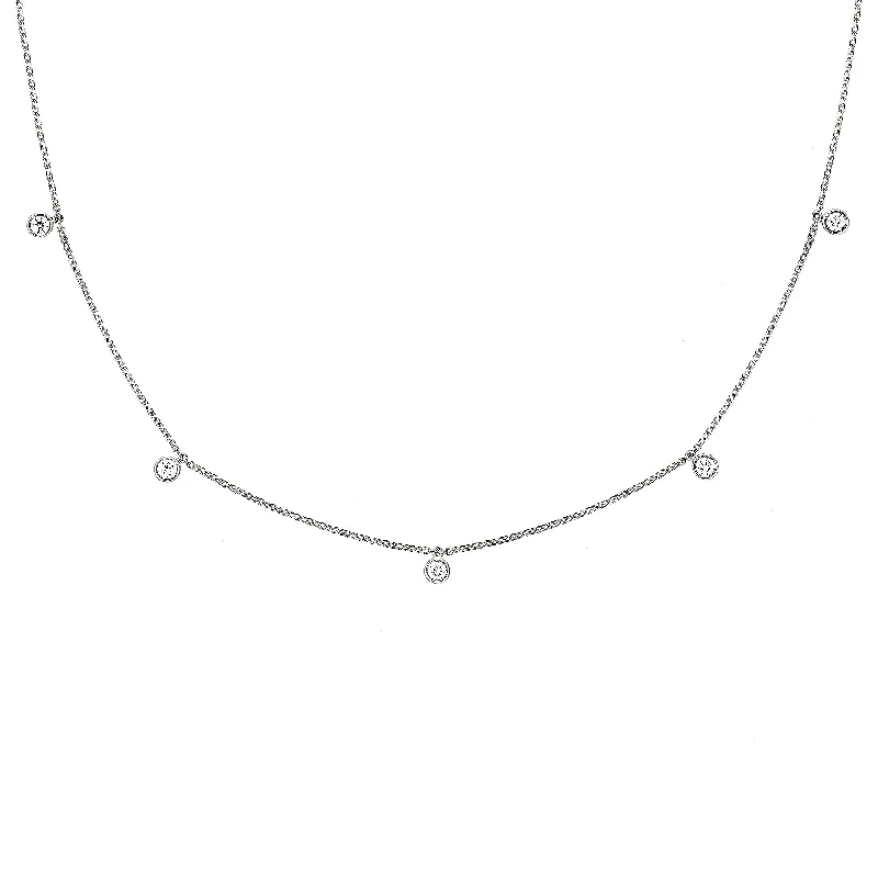 Mini Choker Bezel 18K Whitegold Necklace w. Diamonds