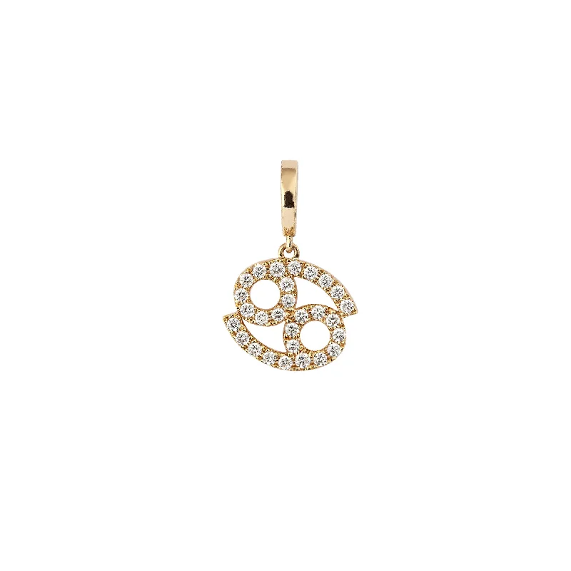 Zodiac Cancer 18K Gold or Whitegold Charm w. Diamonds