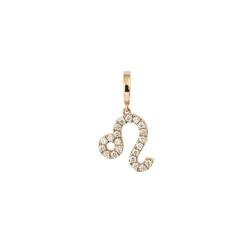 Zodiac Leo 18K Gold or Whitegold Charm w. Diamonds