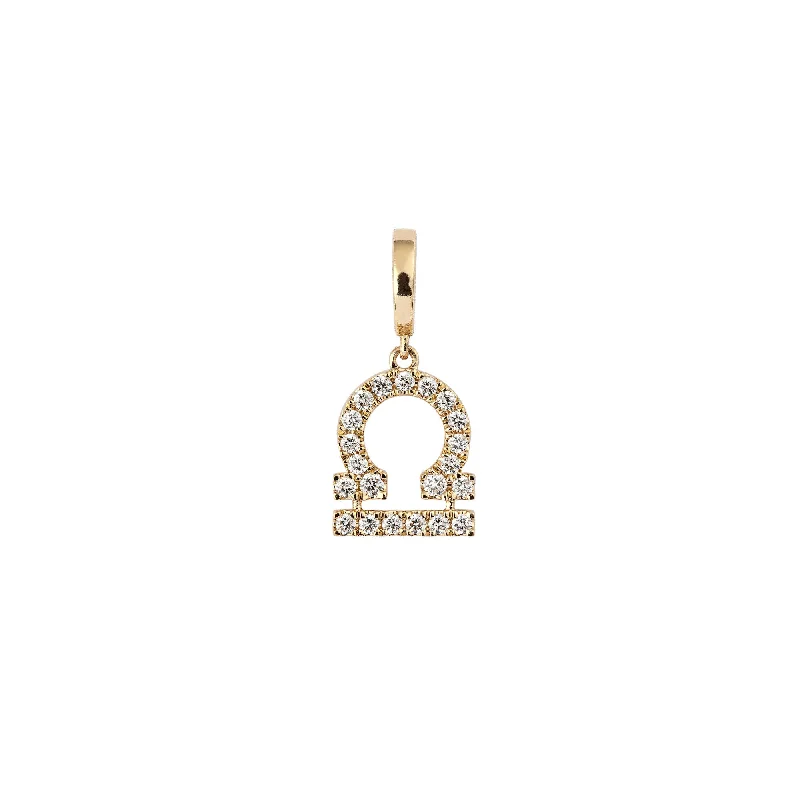 Zodiac Libra 18K Gold or Whitegold Charm w. Diamonds