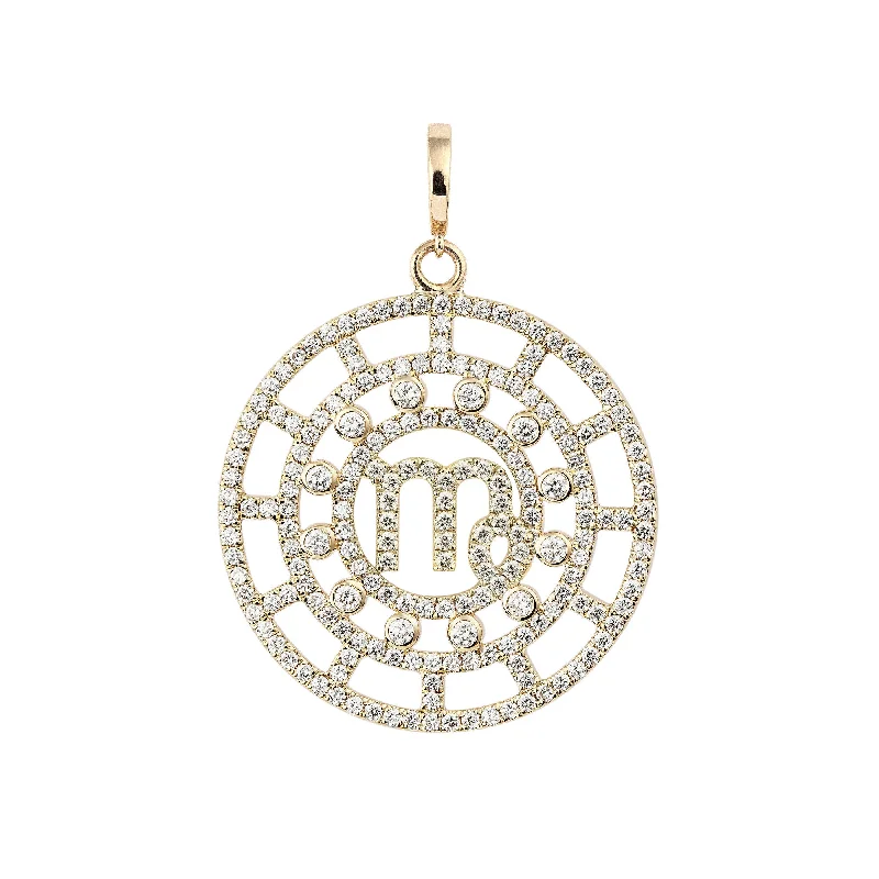 Zodiac Pavé Virgo 18K Gold or Whitegold Pendant w. Diamonds