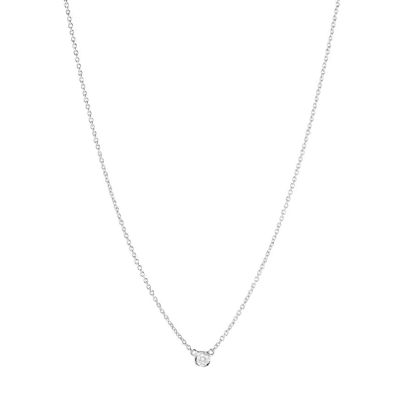 Signature Solitaire 18K White Gold Necklace w. 0.05ct Diamond