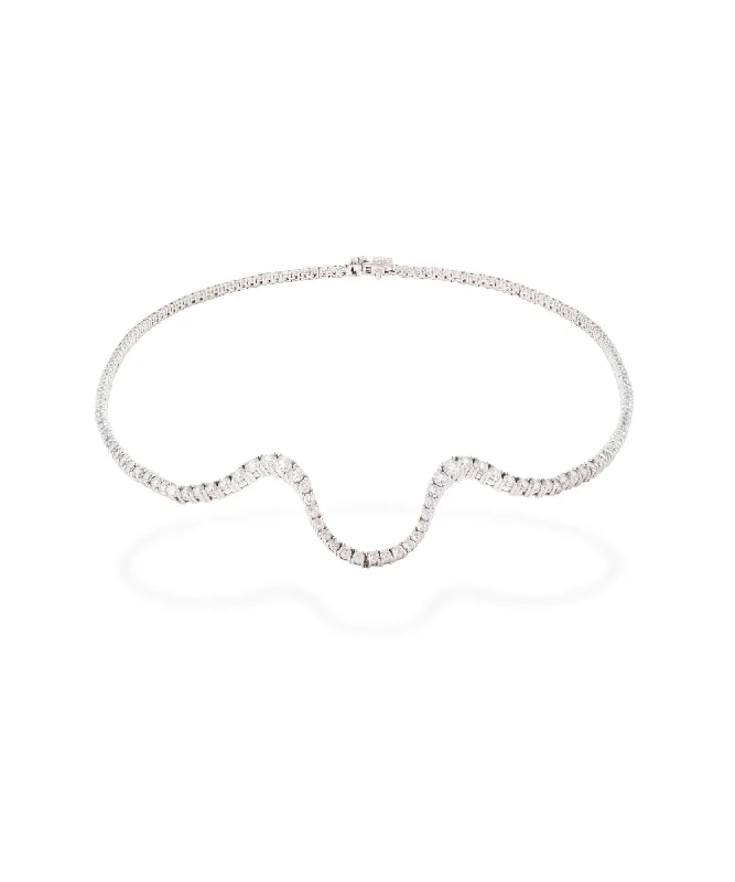 Radiant Pavé Choker 18K Whitegold Necklace w. Diamonds