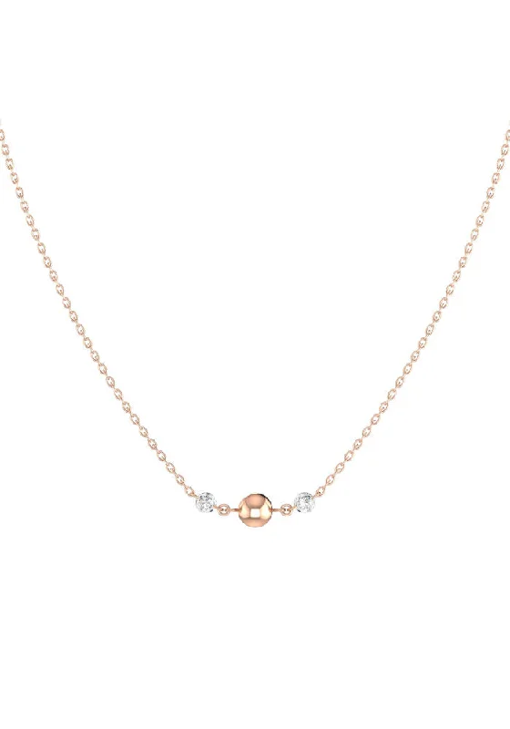 Triplet Nude 18K Rosegold Necklace w. Lab-Grown Diamonds