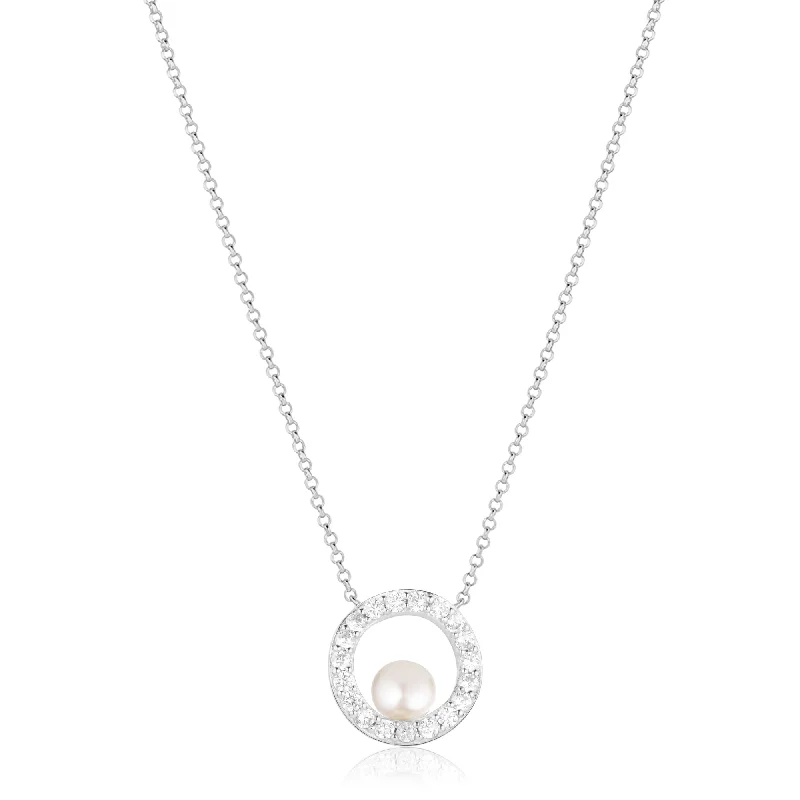 Ponza Circolo Silver Necklace w. Zirconias